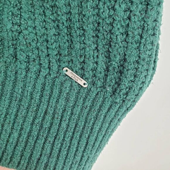 Abercrombie & Fitch Women's Green Cotton Blend Cable Knit Crew Sweater Sizer XS - Picture 4 of 5